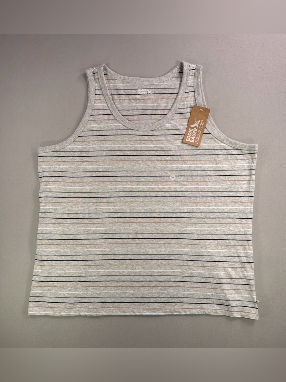 Eddie Bauer Light Gray Striped Tank Top